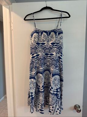 Boutique Blue and White Floral Print Spaghetti Strap Dress
